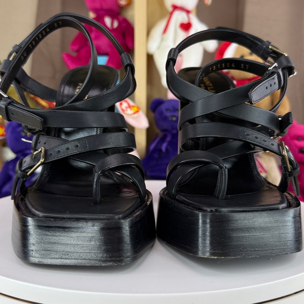💥SAINT LAURENT - PLATZ PLATFORM SANDALS - SIZE 37 EU / SIZE 7 US - GE307 - Picture 4 of 17